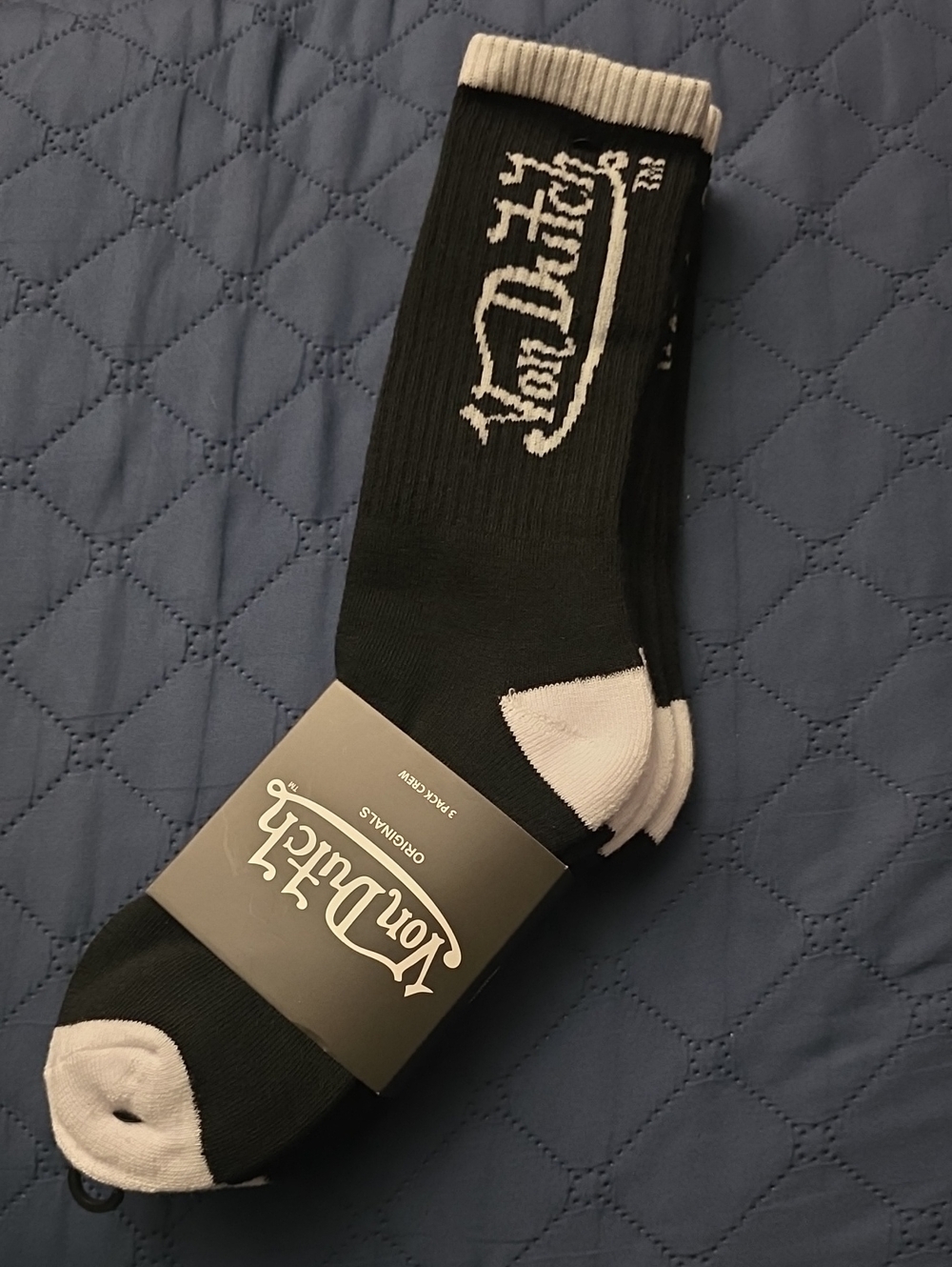 Von Dutch Black and White Logo 3 Pair Crew Socks - Picture 1 of 9